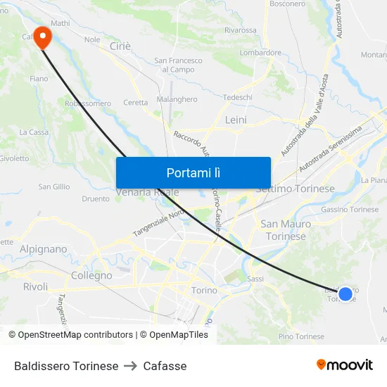 Baldissero Torinese to Cafasse map