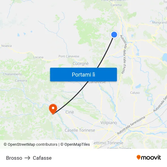 Brosso to Cafasse map