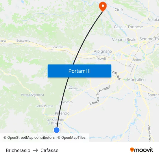 Bricherasio to Cafasse map