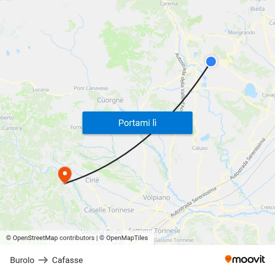 Burolo to Cafasse map