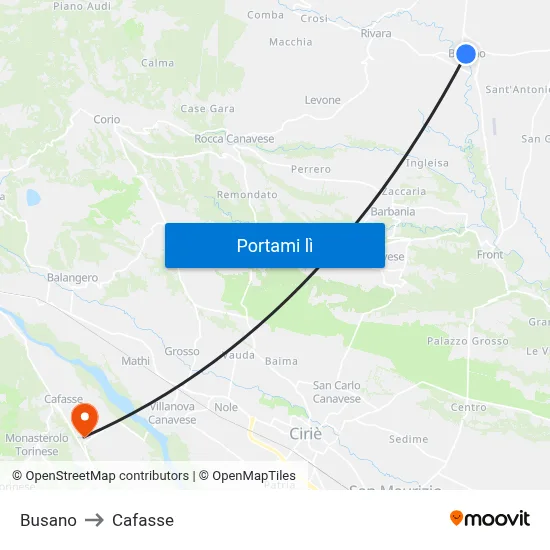 Busano to Cafasse map