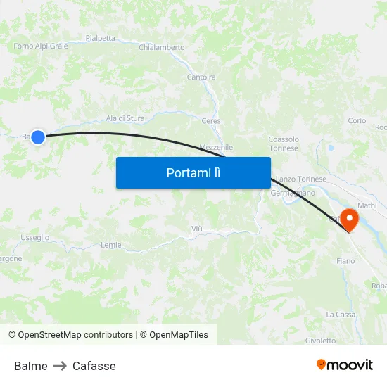 Balme to Cafasse map