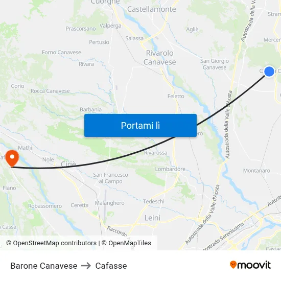 Barone Canavese to Cafasse map
