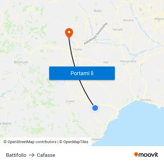Battifollo to Cafasse map