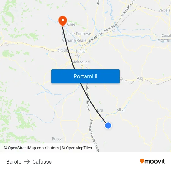Barolo to Cafasse map