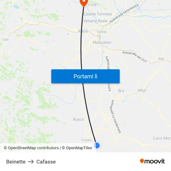 Beinette to Cafasse map