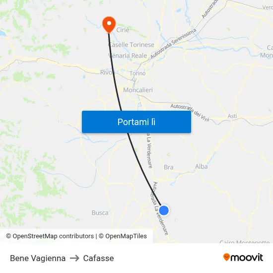 Bene Vagienna to Cafasse map
