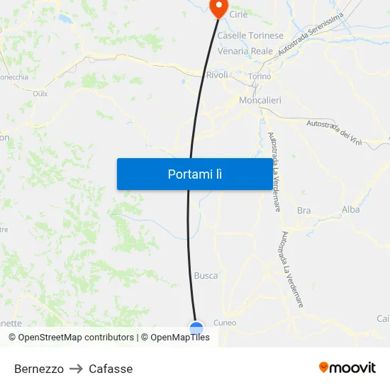 Bernezzo to Cafasse map