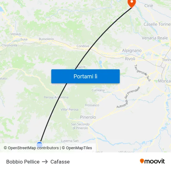 Bobbio Pellice to Cafasse map