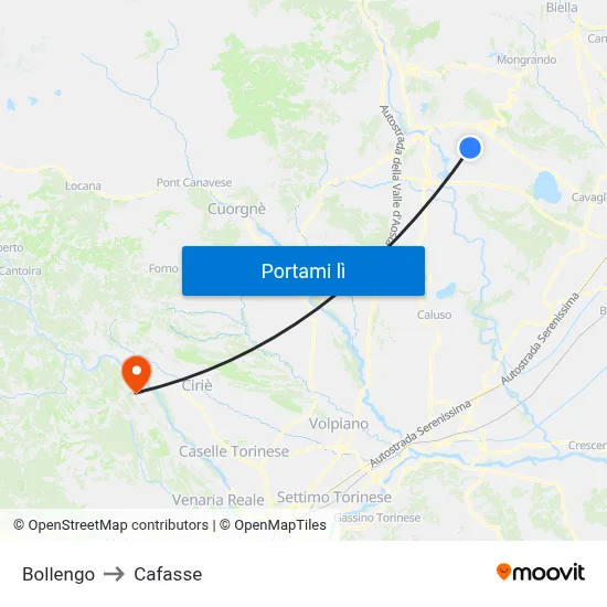 Bollengo to Cafasse map