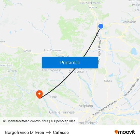 Borgofranco D' Ivrea to Cafasse map
