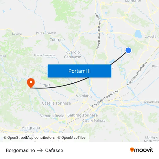Borgomasino to Cafasse map