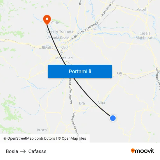 Bosia to Cafasse map