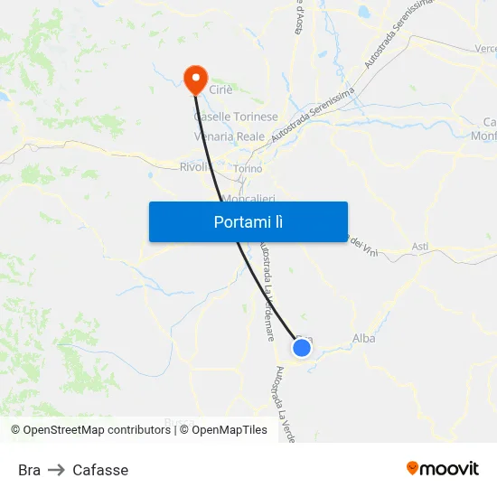 Bra to Cafasse map