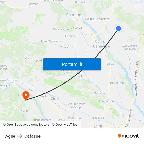 Agliè to Cafasse map