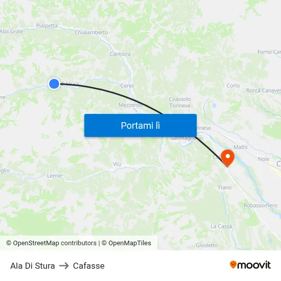 Ala Di Stura to Cafasse map