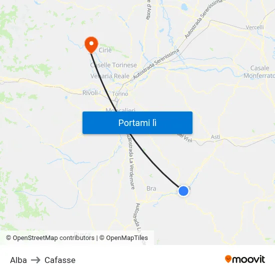 Alba to Cafasse map