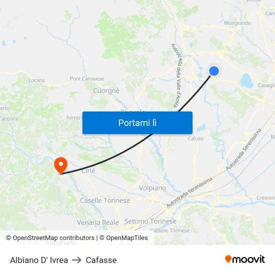 Albiano D' Ivrea to Cafasse map