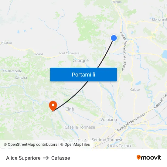 Alice Superiore to Cafasse map