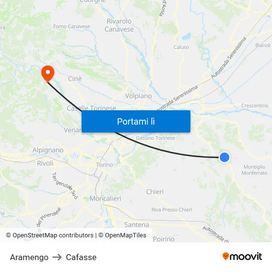 Aramengo to Cafasse map