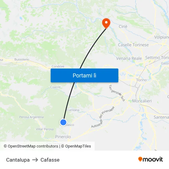 Cantalupa to Cafasse map