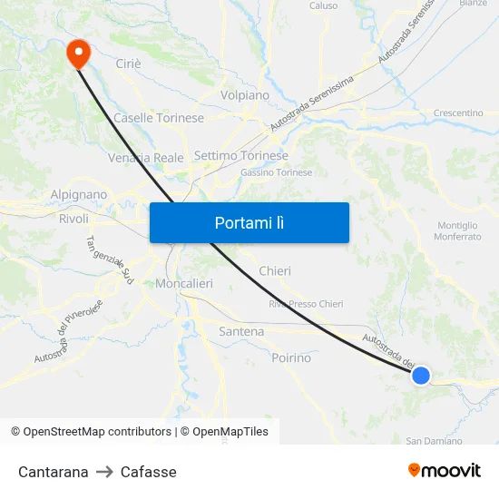 Cantarana to Cafasse map