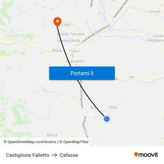 Castiglione Falletto to Cafasse map