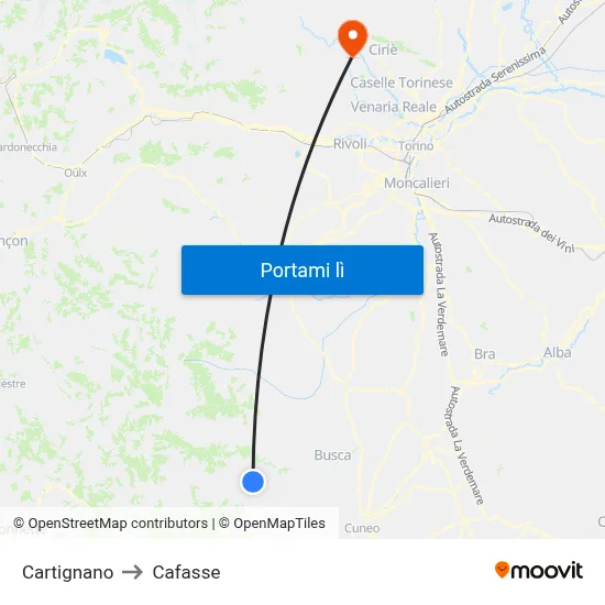 Cartignano to Cafasse map