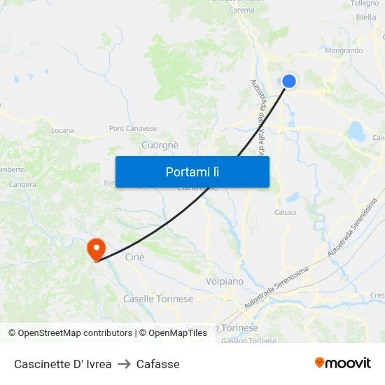Cascinette D' Ivrea to Cafasse map
