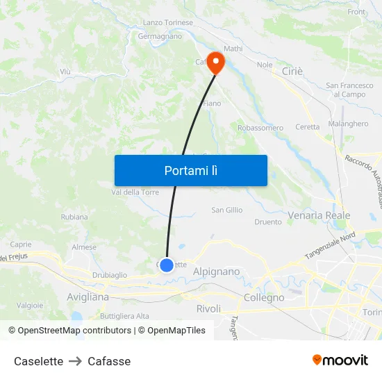 Caselette to Cafasse map