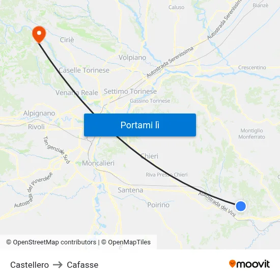 Castellero to Cafasse map