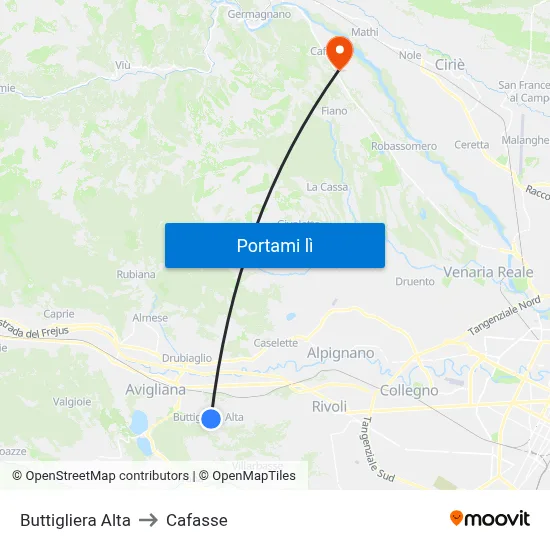 Buttigliera Alta to Cafasse map