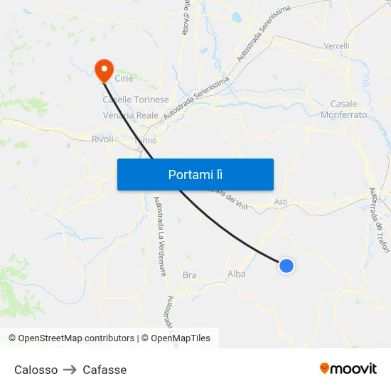 Calosso to Cafasse map