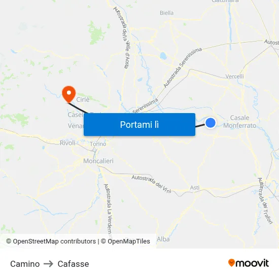 Camino to Cafasse map