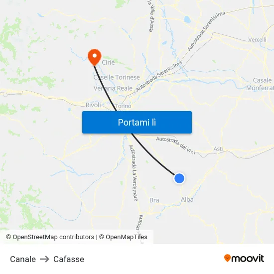 Canale to Cafasse map