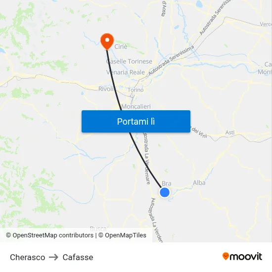 Cherasco to Cafasse map