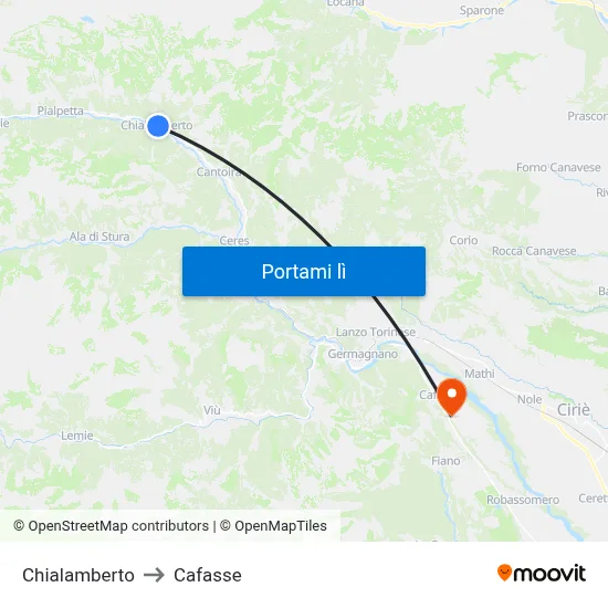 Chialamberto to Cafasse map