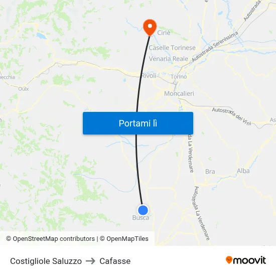 Costigliole Saluzzo to Cafasse map