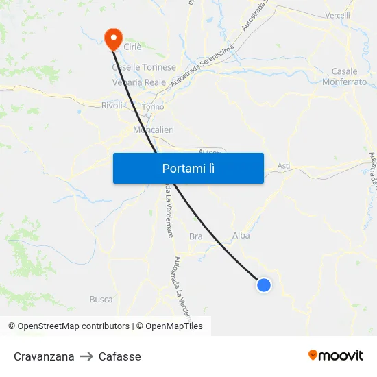 Cravanzana to Cafasse map