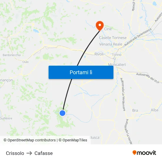 Crissolo to Cafasse map