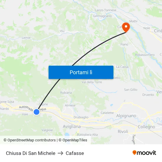 Chiusa Di San Michele to Cafasse map