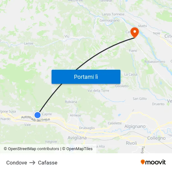 Condove to Cafasse map