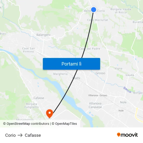 Corio to Cafasse map