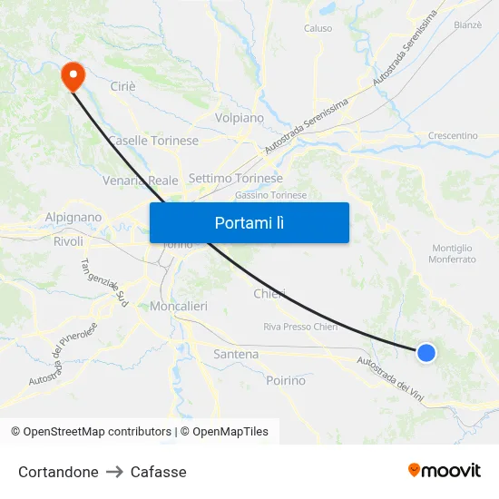 Cortandone to Cafasse map