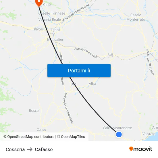 Cosseria to Cafasse map