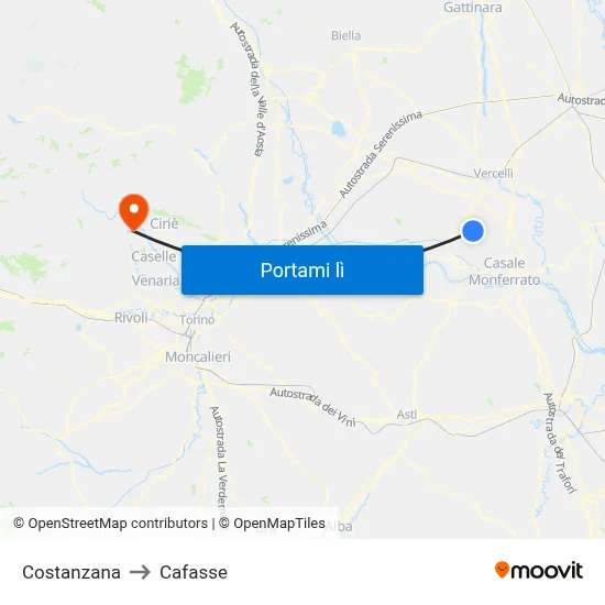 Costanzana to Cafasse map
