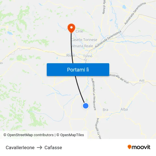 Cavallerleone to Cafasse map
