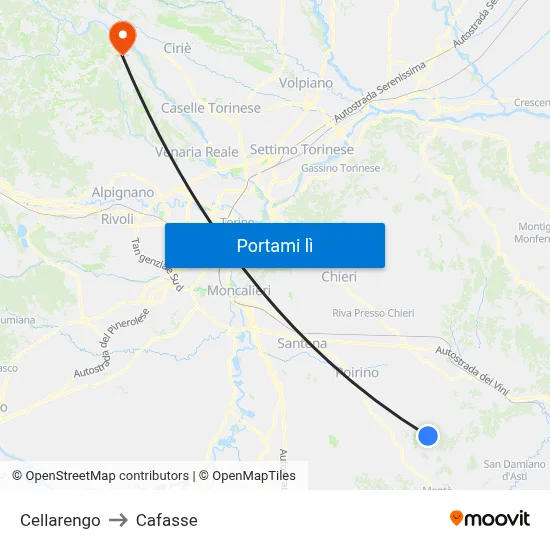 Cellarengo to Cafasse map