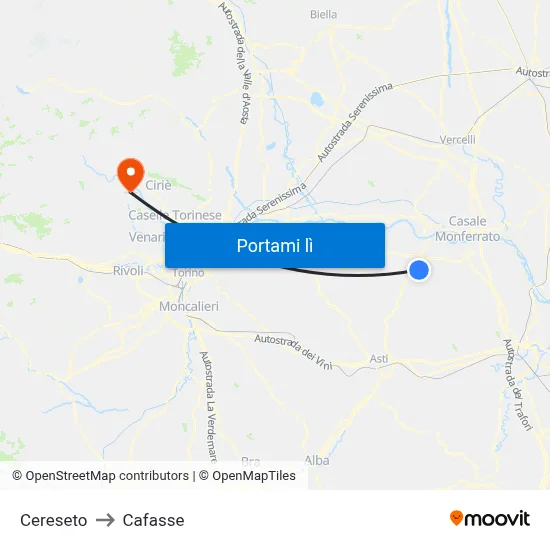 Cereseto to Cafasse map