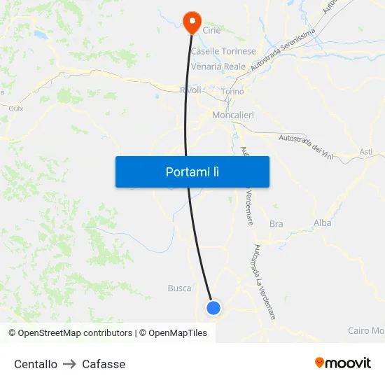 Centallo to Cafasse map
